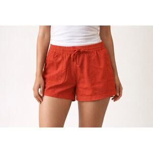 J crew linen blend pull on drawstring bright orange shorts 3" inseam XL summer
